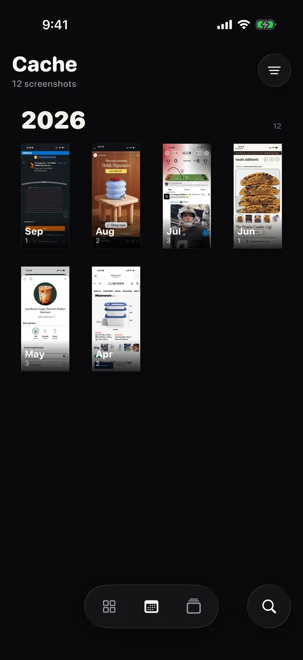 The calendar view with months from April to September